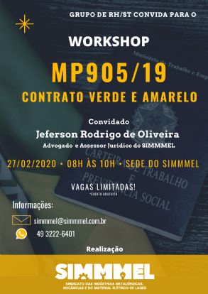 [Convite] Workshop MP905/19 - Contrato Verde e Amarelo - Vagas limitadas! 